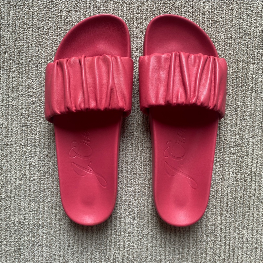 J. Crew Pink Slide Faux Leather Sandals Size 9